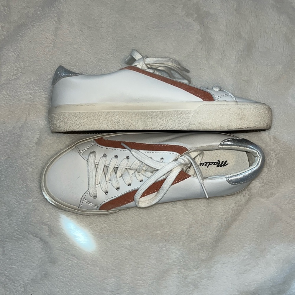 White pink and silver madewell sneakers
